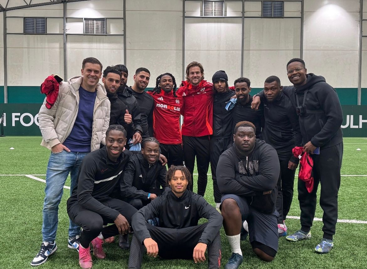 Baiteze Boys, Fulham players and the shoot team at the Fulham training ground